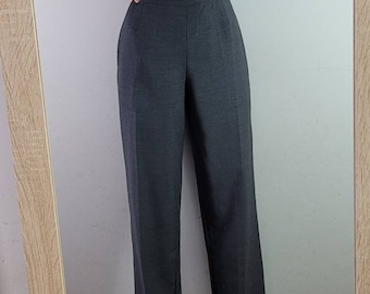 90s Laura Ashley Pants 12 L Vintage Gray Silk Linen Tapered - Etsy