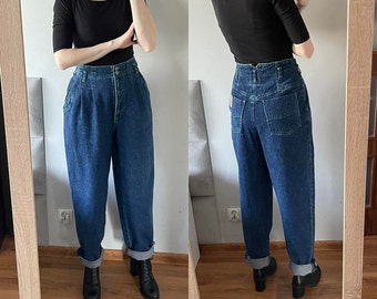 Ensemble vintage jeans pantalon taille haute des années 80