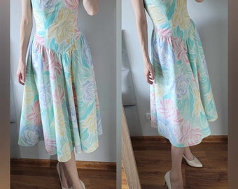 Vintage midi floral dress 90s