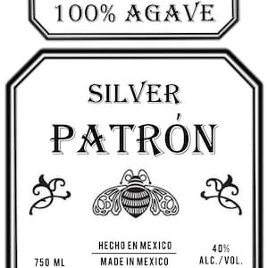 Custom Patron Label, Digital Download, Personalized Patron Label :Cake or Bottle Label, Patron liquor label, Tequila label, label template image 3