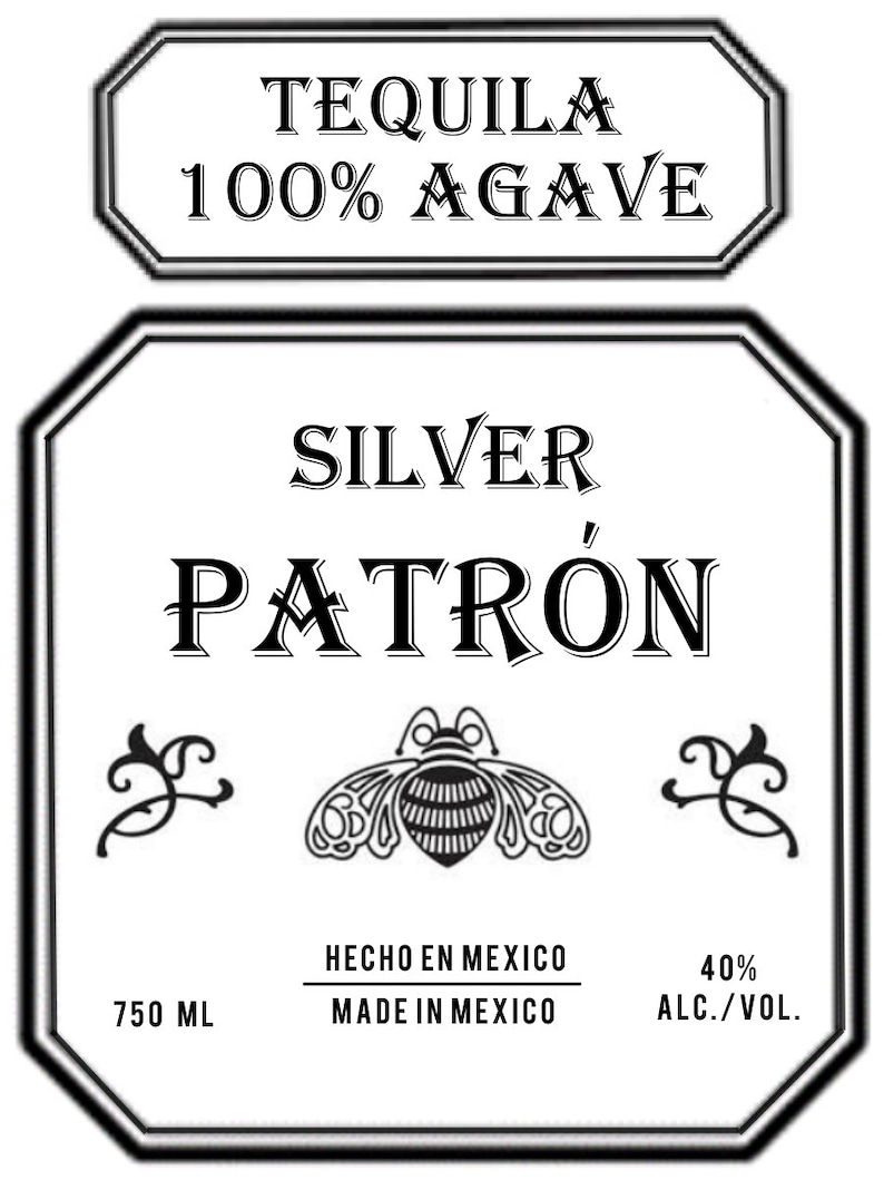 Custom Patron Label, Digital Download, Personalized Patron Label :Cake or Bottle Label, Patron liquor label, Tequila label, label template image 3