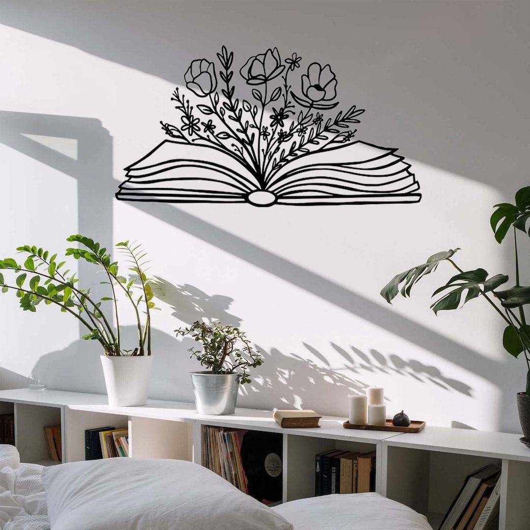 Book With Flowers Metal Wall Art,book With Flower Metal Sign,floral