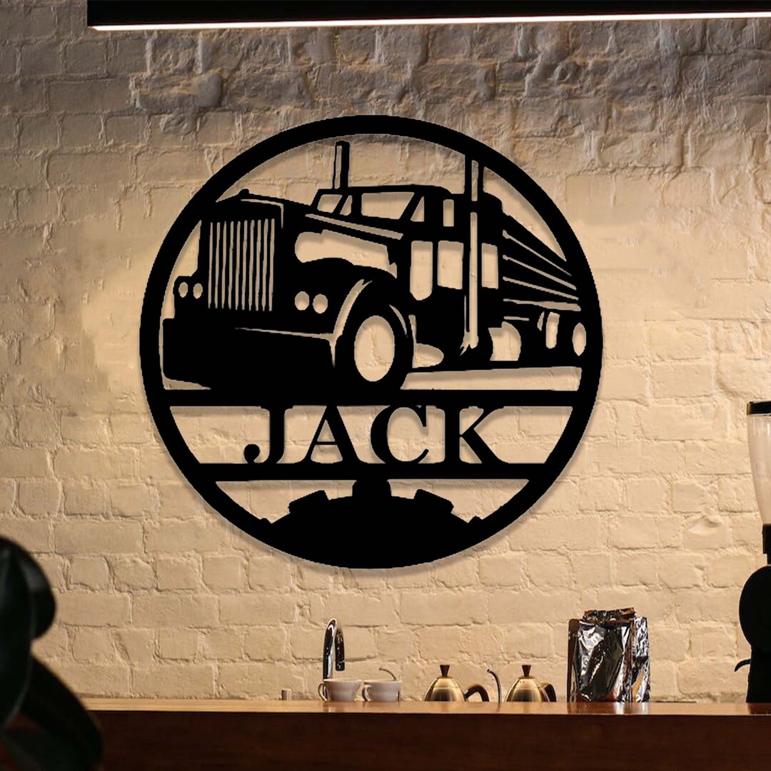 Custom Truck Metal Signpersonalized Trucker Name Signsemi Etsy