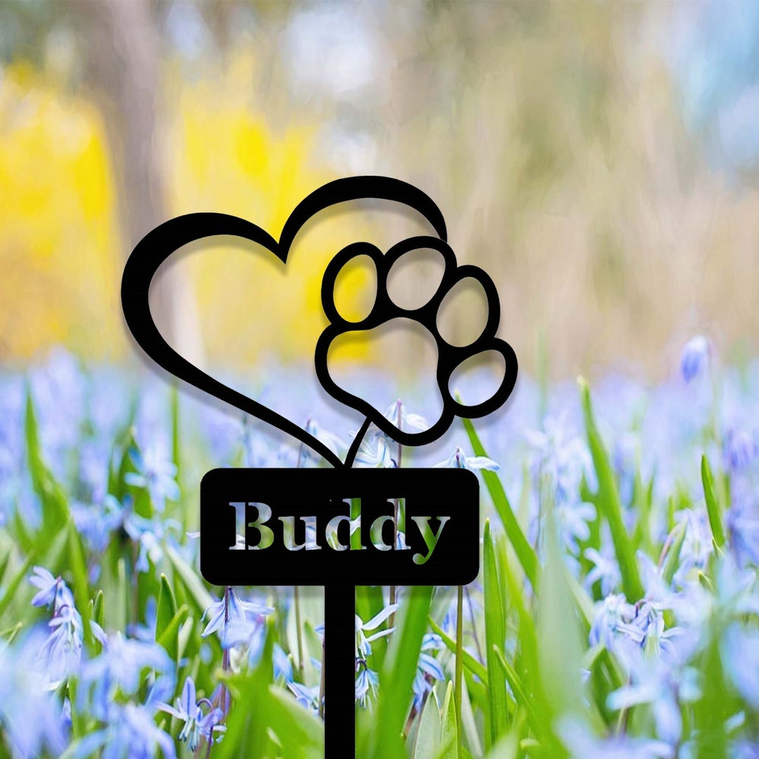 Custom Dog Memorial Stake With Heart and Paw,metal Dog Garden Stake