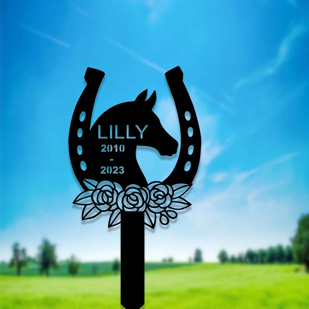 Custom Horse Memorial Stake,metal Horseshoe Garden Stake Sign
