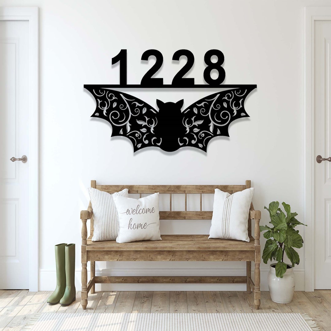 Custom Bat Address Sign,metal Bat House Decor Address Plaque