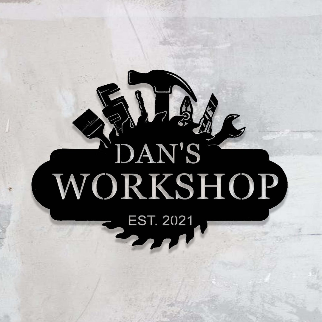 Custom Workshop Sign,papas Work Shop Metal Sign,personalized Builder