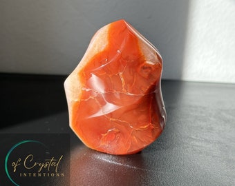 Carnelian + Quartz Crystal Flame Freeform| Root Chakra + Sacral Chakra | 2.75" Tall | 9.3 oz