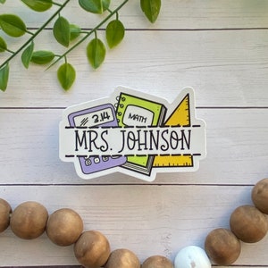 Math Teacher, Personalized Teacher Name Sticker, Teacher Planner Stickers, Teacher Subject Stickers, Teacher Stickers, Custom Teacher Name