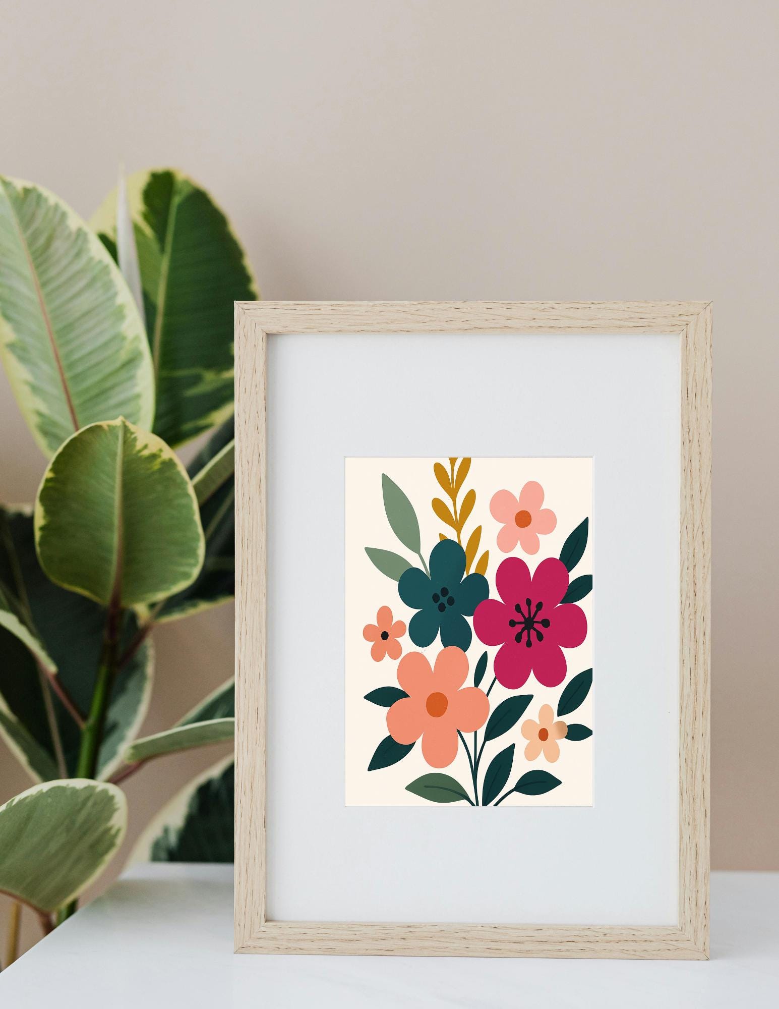 Modern Floral Wall Art Printable | Mid Century Botanical Print ...