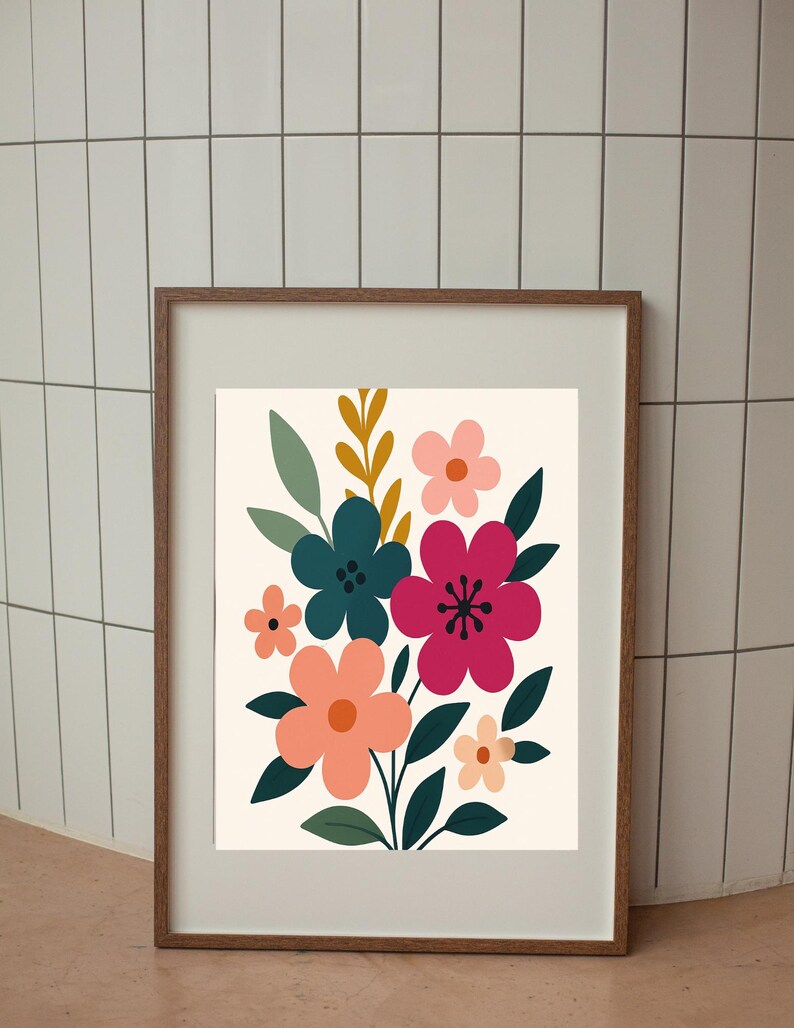 Modern Floral Wall Art Printable | Mid Century Botanical Print ...