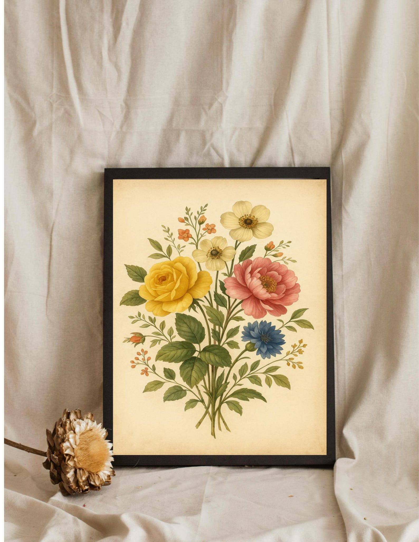 Vintage Floral Wall Art Printable | Botanical Flower Print | Digital ...