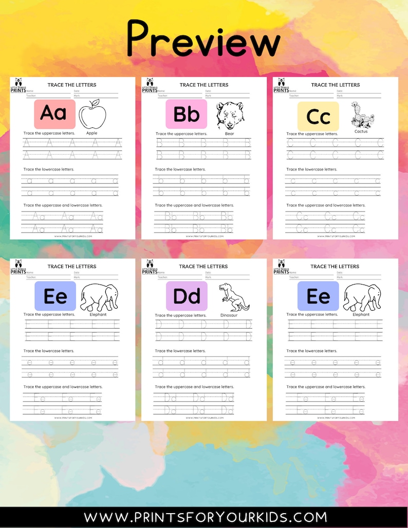 Alphabet Tracing Worksheets Package Printable Phonics Etsy