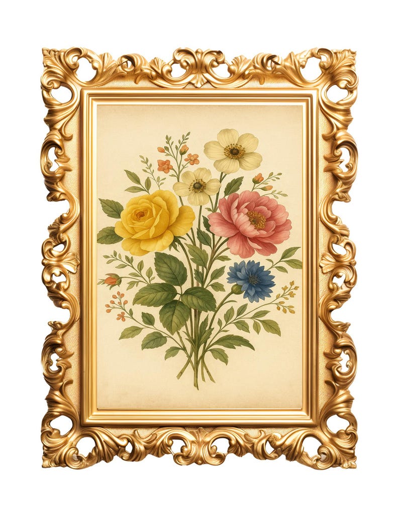 Vintage Floral Wall Art Printable | Botanical Flower Print | Digital ...