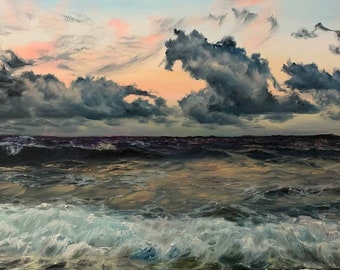 Ocean Wave Painting Original Oil Painting On Canvas By Varnavskaya