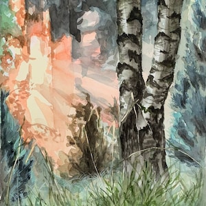 Birch Tree Art Watercolor Painting Original Painting By Varnavskaya