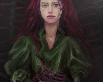 Red Hair Woman Portrait Painting Expressive Painting Emotional Art Contemporary Painting Original Oil Painting On Canvas By Varnavskaya