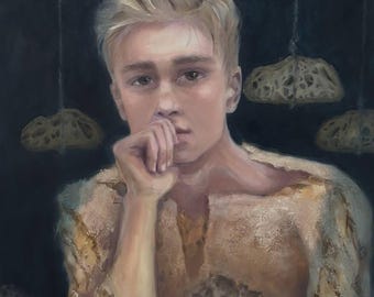 Contemplative Man Portrait Painting Surrealism Modern Painting Original Oil Painting On Canvas