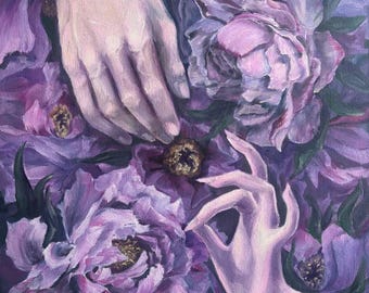 Flower Painting Romantic Surrealistic Purple Oil Painting On Canvas Original Painting By Varnavskaya