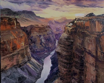 Grand Canyon Art Sunset Painting Landscape Painting Original Painting Oil Painting Canvas Painting