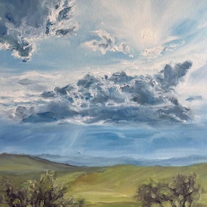 Clouds Painting Field Painting Landscape Art Nature Art Original Oil Painting On Canvas By Varnavskaya