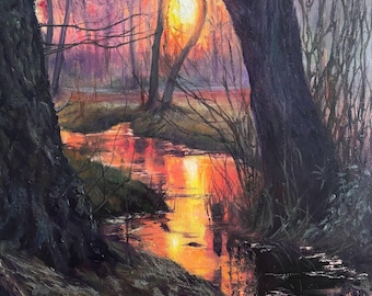 キャンバスに描かれた油絵「白」60x90インチの自然風景画。プロの