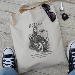 Kurt Cobain Tote Bag, Grunge Fashion, Iconic Rock Quote Bag, Men's and Women's Grunge Style, Kurt Cobain Tribute Bag, Nirvana Fan.