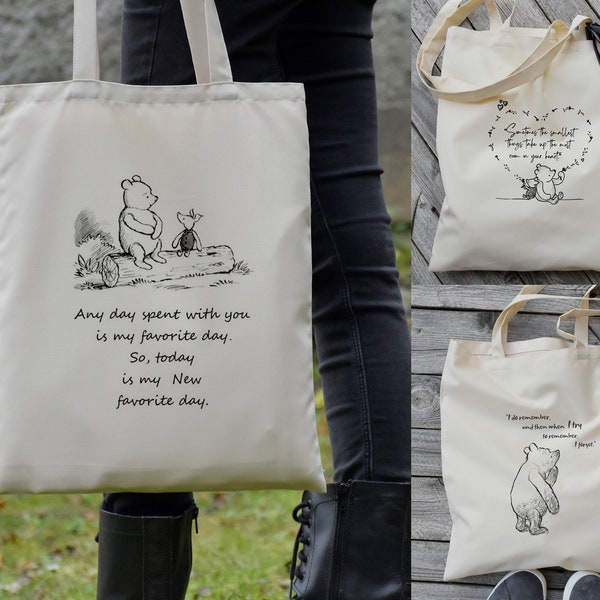 Pooh Classic Tote bag, shopping bag, vintage pooh quote Waterproof Beach Bag Winnie-The-Pooh