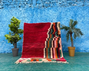 Handwoven Moroccan Berber Rug – Geometric Design, Colorful Wool Area Rug for Modern & Boho Decor, Eco-Friendly, Artisan Made