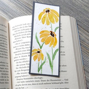 Marque page aquarelle fait main avec tournesols aquarelles / pièce unique / accessoires livre souvenir cadeau