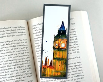 Big Ben, London, UK / Handmade watercolor bookmark / Gift, souvenir, holiday memento