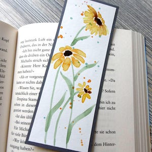 Marque page aquarelle fait main avec tournesols aquarelles / pièce unique / accessoires livre souvenir cadeau