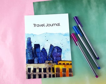Travel Journal A5 with dot grid pages and soft cover - London