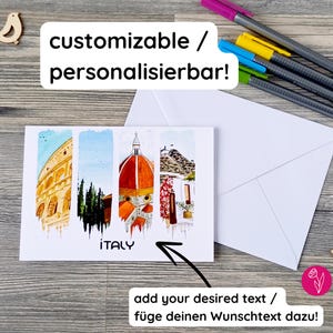 Gepersonaliseerde wenskaart in penseelstreekstijl | handgemaakt | Italië, Londen, Parijs, Griekenland | Verjaardagskaart inclusief envelop