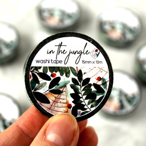 washi tape "in the jungle" - washi sticker tape, aquarell Blätter Motiv, Dschungelmotiv, Masking Tape