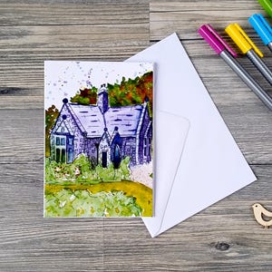 Handgemachte Aquarell Grußkarte Helston Cottage | Cornwall Motiv | Geburtstagskarte |  Grußkarte inklusive Umschlag