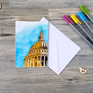 handgemachte Aquarell Grußkarte mit St. Pauls Cathedral | London Motiv | Geburtstagskarte |  Grußkarte inklusive Umschlag