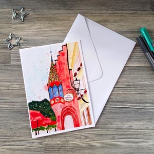 Handgemachte Grußkarte mit Freiburger Historischem Kaufhaus | Aquarell Motiv | Geburtstagskarte | Grußkarte inklusive Umschlag