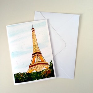 Grußkarte mit Eiffelturm in Aquarell, handgemacht | Paris Motiv | Glückwunschkarte, Geburtstagskarte, Geschenk, Souvenir