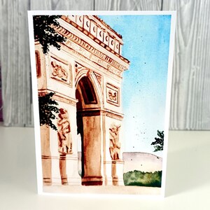 Cartão de felicitações feito à mão com aquarela Arco do Triunfo | Motivo de Paris | cartão de aniversário |