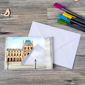 Cartão de felicitações com envelope, Arco do Triunfo, Paris | Cartão de aniversário | Parabéns | Cartão feito à mão com motivo de aquarela, lembrança