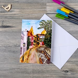 Grußkarte Paris mit Aquarell Motiv von Montmartre | handgemacht | Geburtstagskarte | Karte inklusive Umschlag