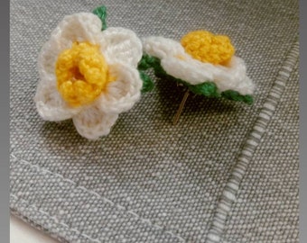 Crocheted Daffodil Stud Earrings