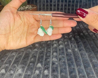 Crochet lily of the valley earrings