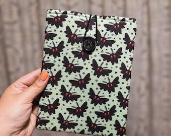 Moth Man in Green Book & Kindle Sleeve | iPad | eReader | Bookish | Paperwhite Oasis | Padded Case | Button Zipper | Books