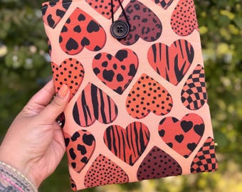 Wild Animal Heart Book & Kindle Sleeve | iPad | eReader | Bookish | Paperwhite Oasis | Padded Case | Button Zipper | Books