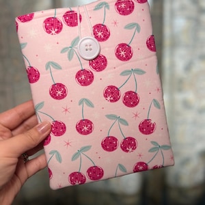 Cherry Disco Book & Kindle Sleeve | iPad | eReader | Bookish | Paperwhite Oasis | Padded Case | Button Zipper | Books
