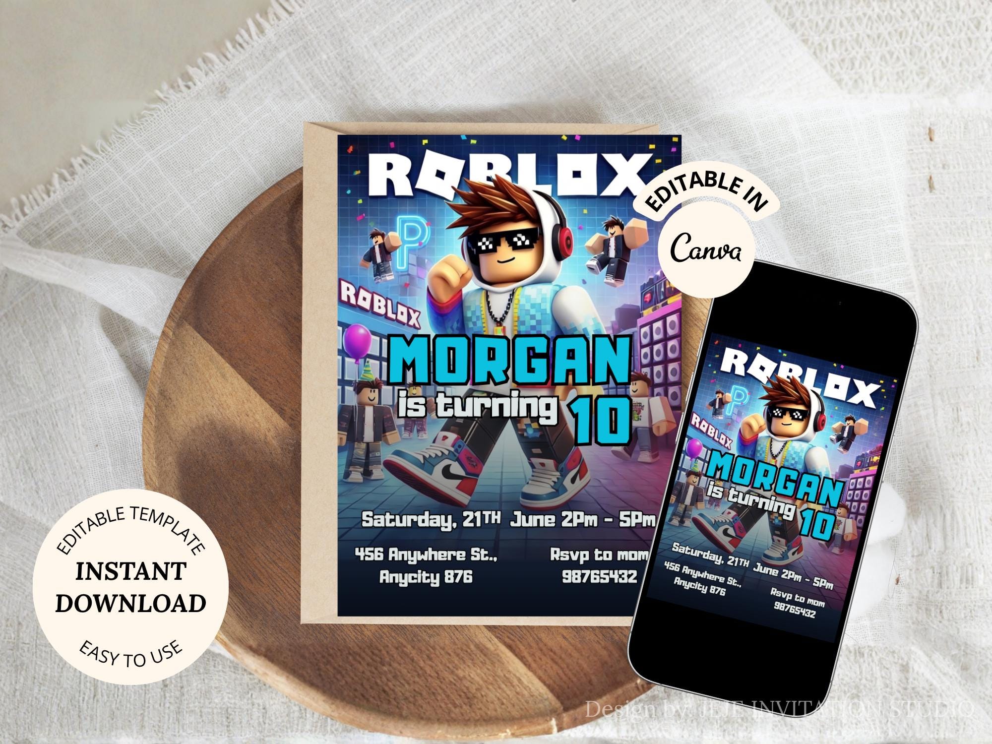 Editable Roblox Birthday Invitation Template, Roblox Gaming Invite ...