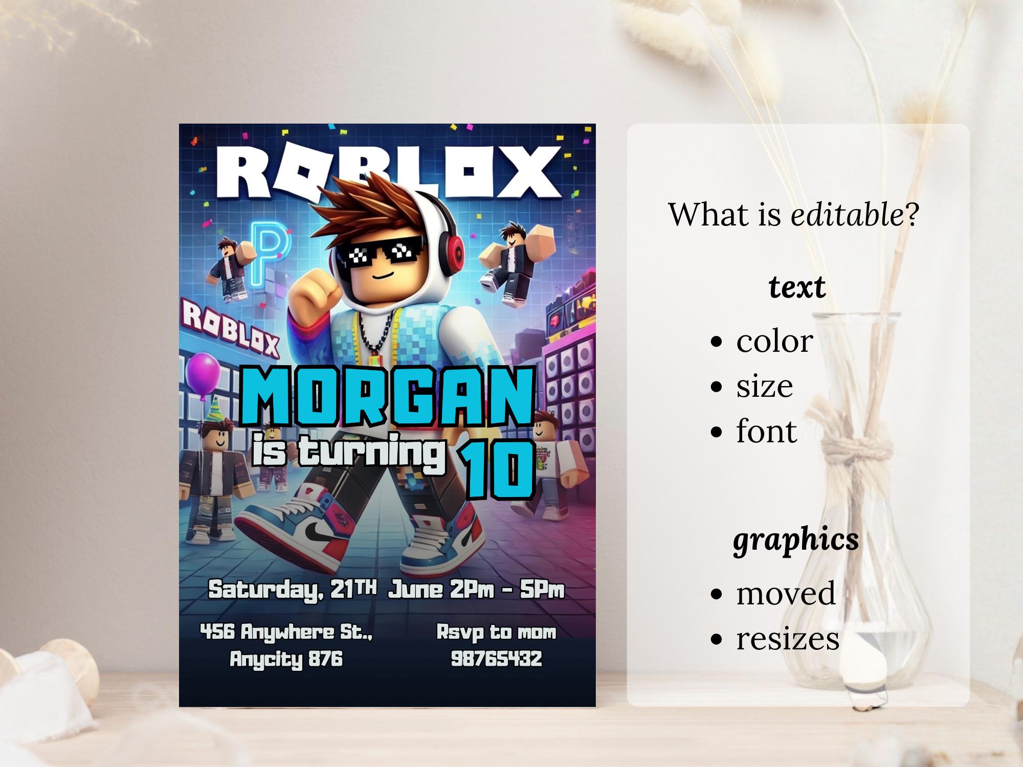 Editable Roblox Birthday Invitation Template, Roblox Gaming Invite ...