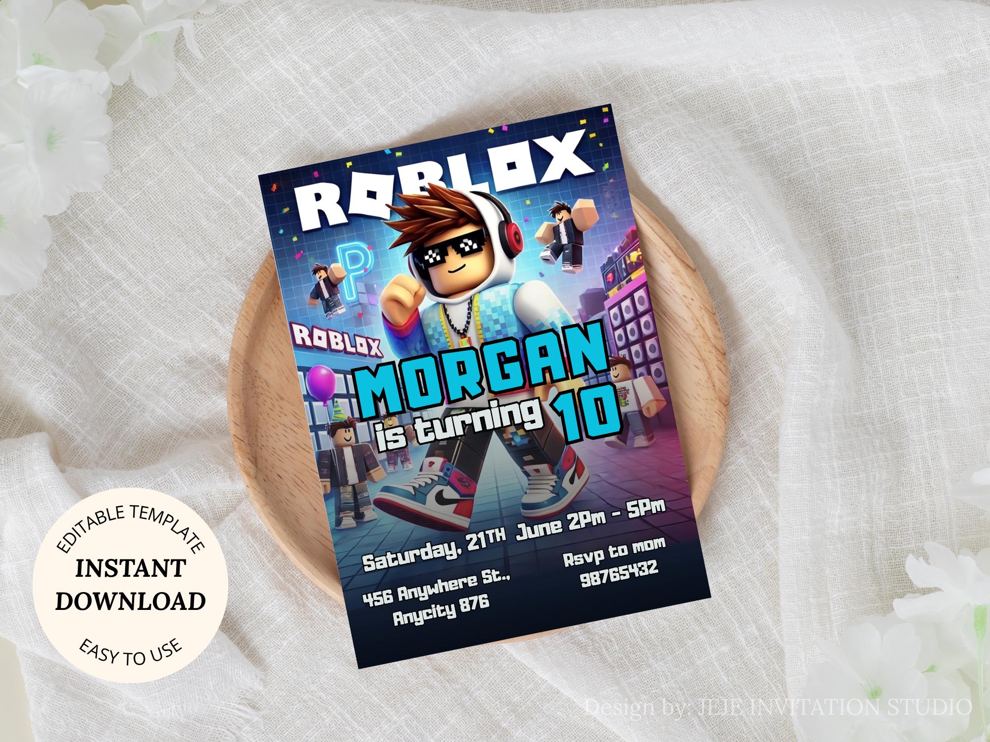 Editable Roblox Birthday Invitation Template, Roblox Gaming Invite ...